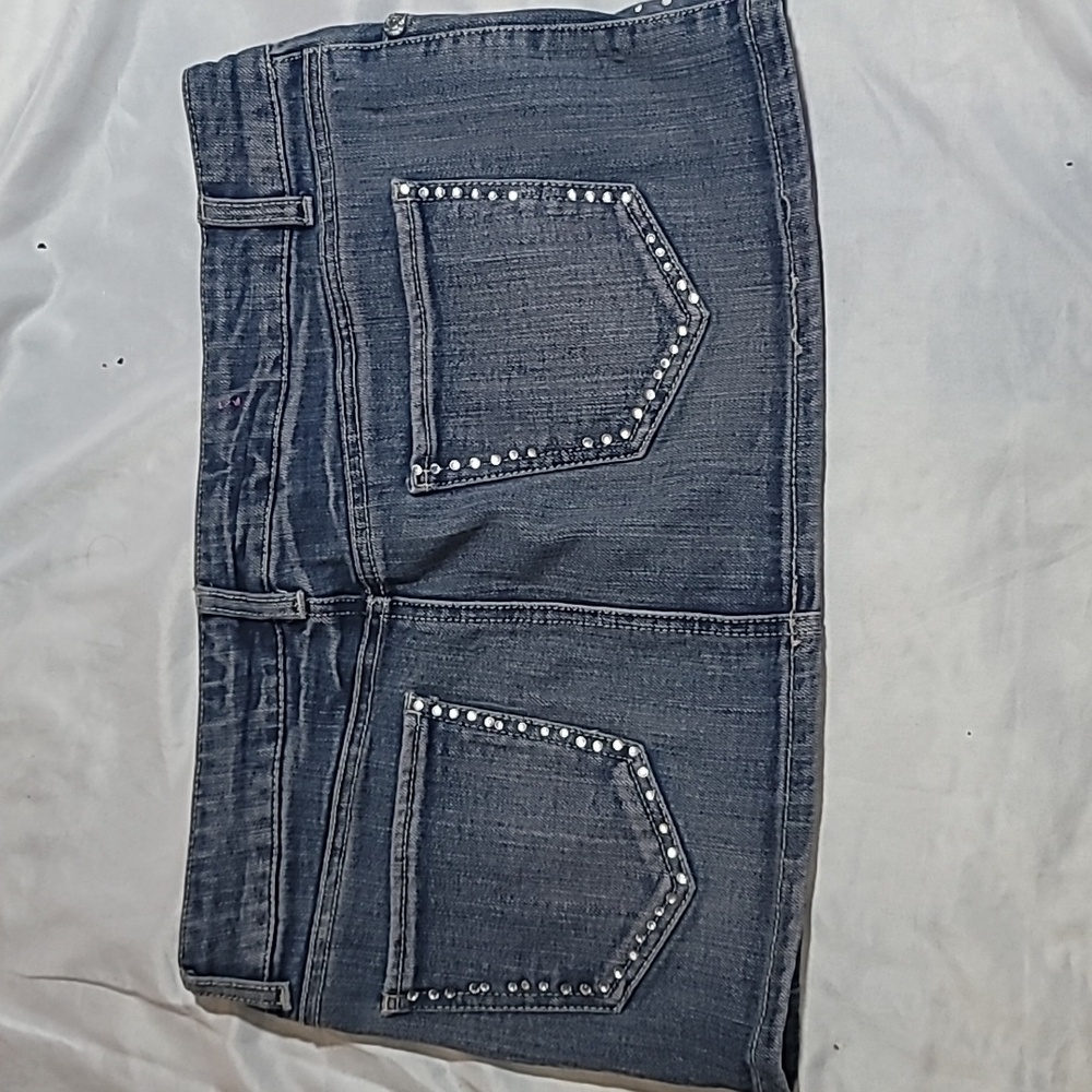 Distressed Rhinestone Miniskirt - Picture 2 of 2
